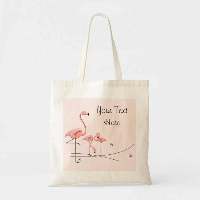 Flamingos Pink Trio 4 'Text' tote bag (Front)