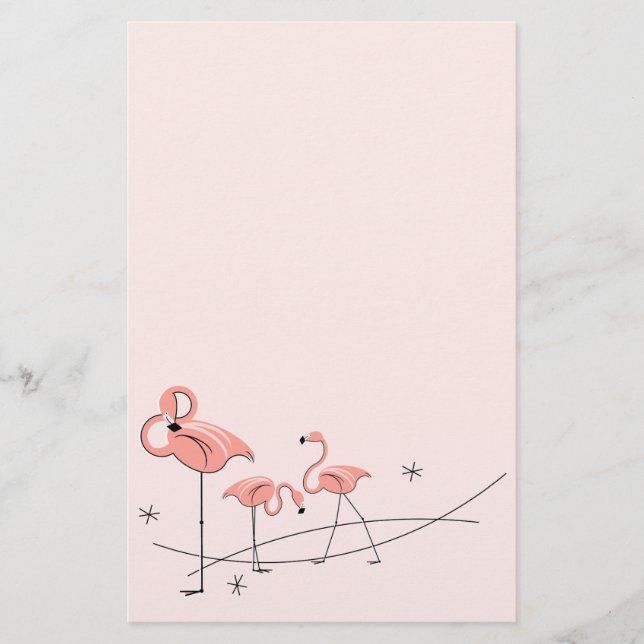 Flamingos Pink Trio stationery (Front)