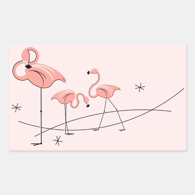 Flamingos Pink Trio sticker rectangle (Front)