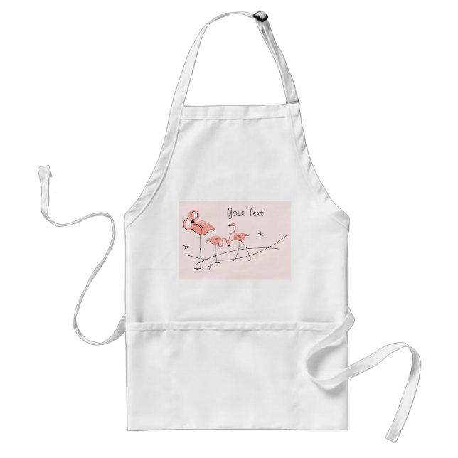 Flamingos Pink Trio Text apron (Front)