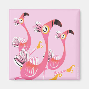 Flamingos Roller Skating notes Magnet