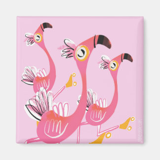Flamingos Roller Skating notes Magnet