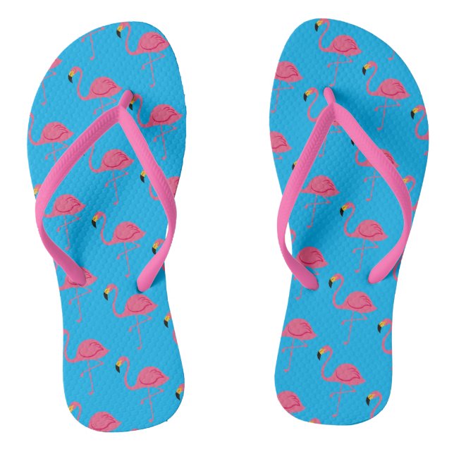Flamingos Summer Beach Pair of Flip Flops (Footbed)