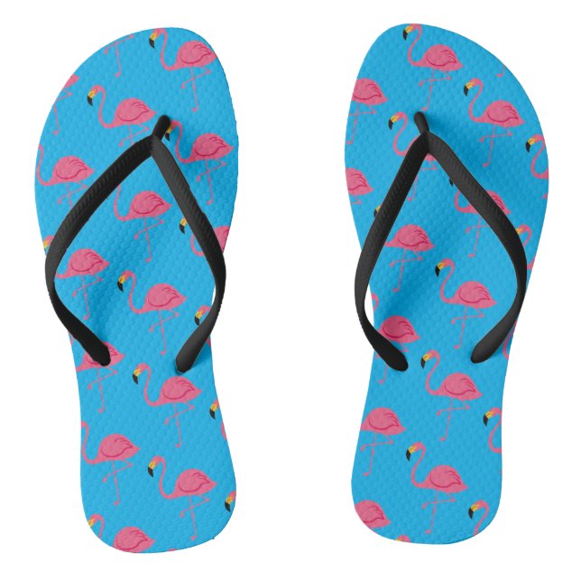 Flamingos Summer Beach Pair of Flip Flops (Footbed)