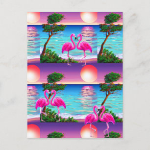 Flamingos Sun Postcard