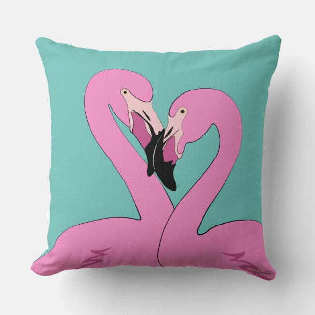 Flamingos Throw Pillow (Front)