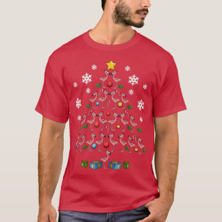 Flamingos Tree Santa Fun Cute Celebrate Happy Chri T-Shirt