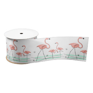 Flamingos Trio 2 ribbon satin