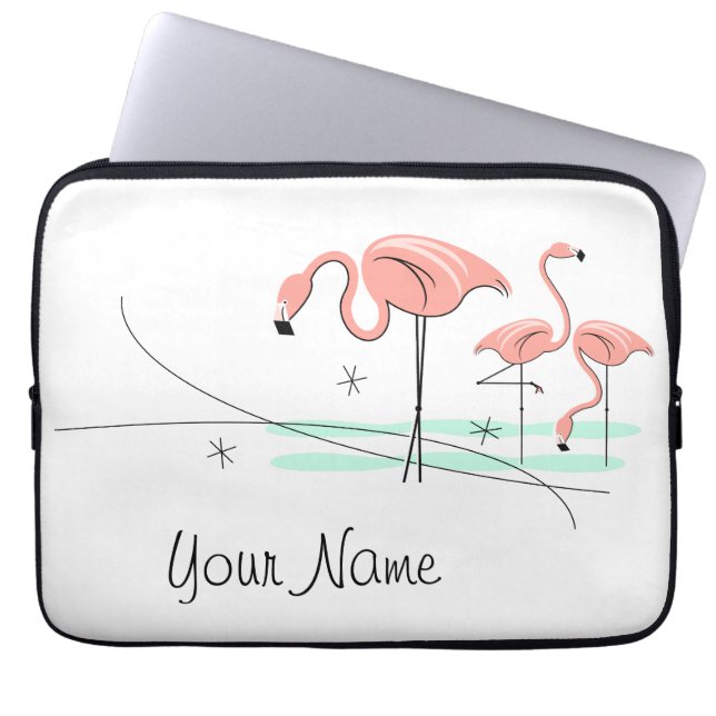 Flamingos Trio 3 Name laptop sleeve (Front)