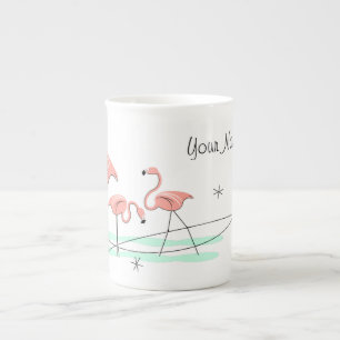 Flamingos Trio Name bone china mug