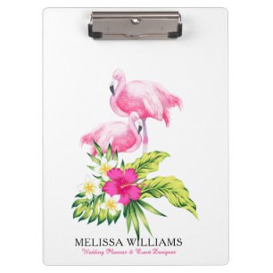 Flamingos & Tropical Flowers Bouquet Clipboard