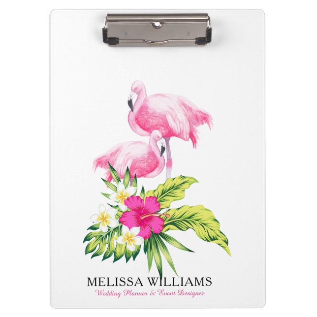Flamingos & Tropical Flowers Bouquet Clipboard (Front)