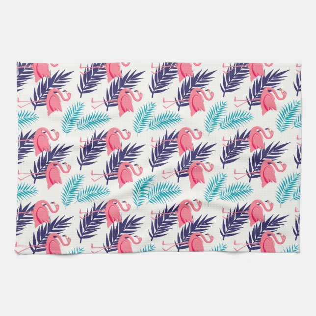 Flamingos Tropical Pattern Kitchen Towel (Horizontal)