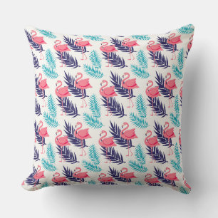Flamingos Tropical Pattern Throw Pillow