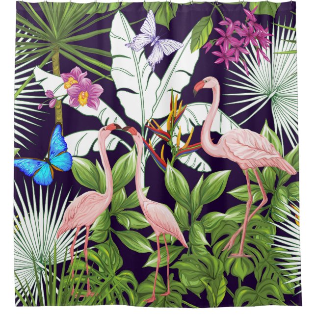 Flamingos, tropical plants: vintage pattern. (Front)