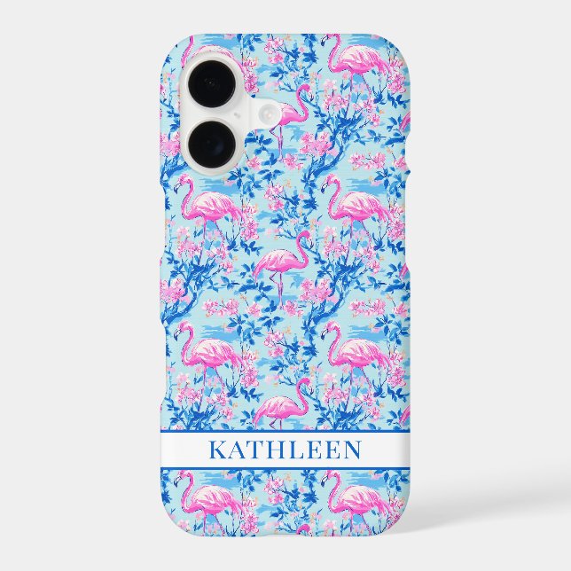 Flamingos with Pink Flowers Monogrammed (Back)