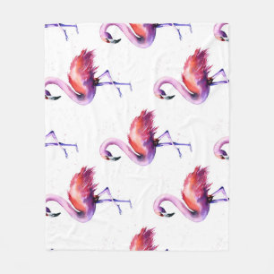 Flamingos with splashes: watercolor pattern. fleece blanket