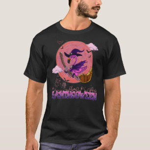 Flamingoween Flamingo Witch Happy Halloween T-Shirt