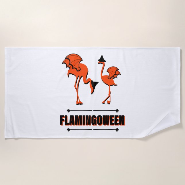 Flamingoween - Halloween Beach Towel (Front)