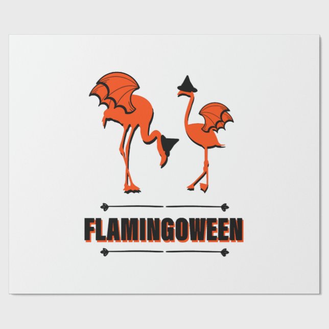 Flamingoween - Halloween Wrapping Paper (Flat)