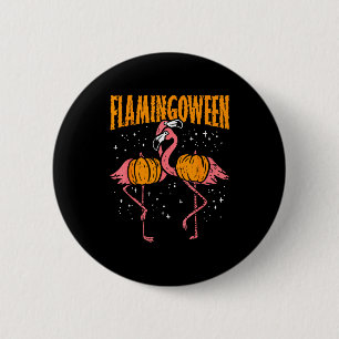 Flamingoween Pumpkin Flamingos Funny Bird Hallowee 2 Inch Round Button