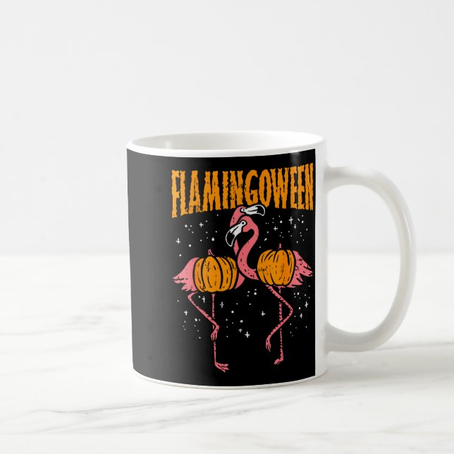 Flamingoween Pumpkin Flamingos Funny Bird Hallowee Coffee Mug (Right)