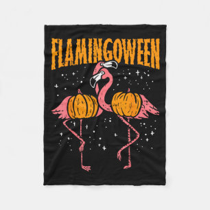 Flamingoween Pumpkin Flamingos Funny Bird Hallowee Fleece Blanket