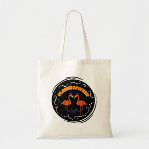 Flamingoween Vintage Pumpkin Flamingo Witch Tote Bag