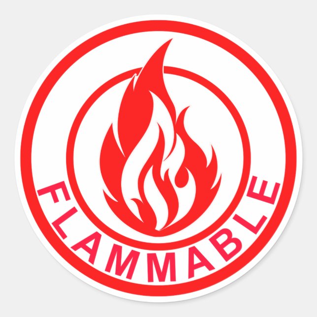Flammable flame fire circle sticker (Front)