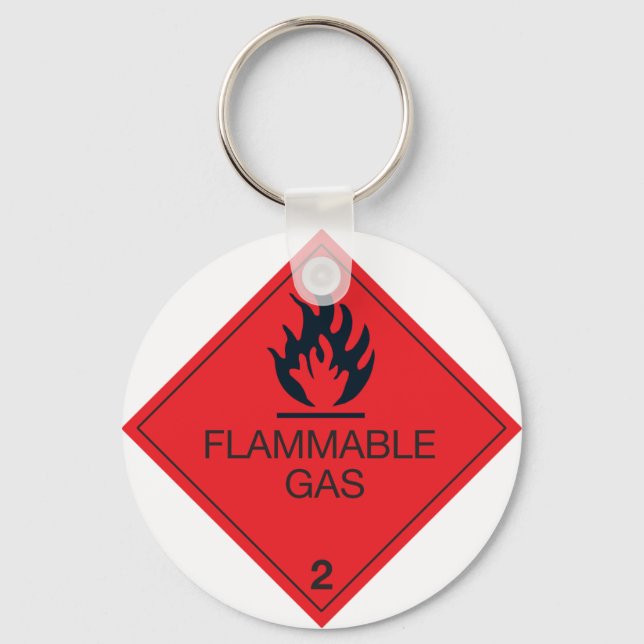 Flammable Gas Safety Label Hazard Warning Sign  Keychain (Front)