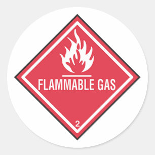 Flammable Gas Sign Classic Round Sticker