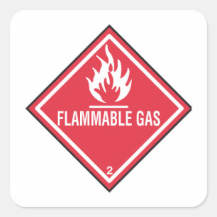Flammable gas warning square sticker
