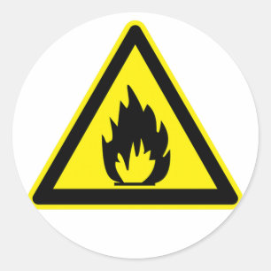 Flammable Sign Classic Round Sticker