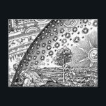 Flammarion Engraving The Sun and the Stars Postcard<br><div class="desc">A vintage engraving depicting a star-studded sky and the earth with the sun rising among a marvellous realm of circling clouds in the heavens.</div>