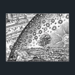 Flammarion Engraving The Sun and the Stars Postcard<br><div class="desc">A vintage engraving depicting a star-studded sky and the earth with the sun rising among a marvellous realm of circling clouds in the heavens.</div>