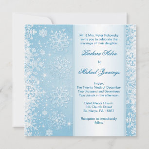 Flamme de neige blanche sur Faire-part de mariage 