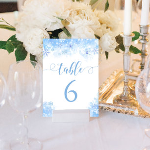 Flammes de neige bleues numéros de table de mariag