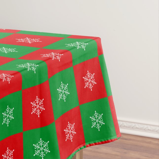 Flammes de neige de Noël sur nappes rouges et vert (In Situ)