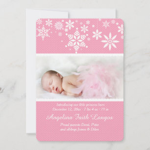 Flammes de neige d'hiver Faire-part de naissance r