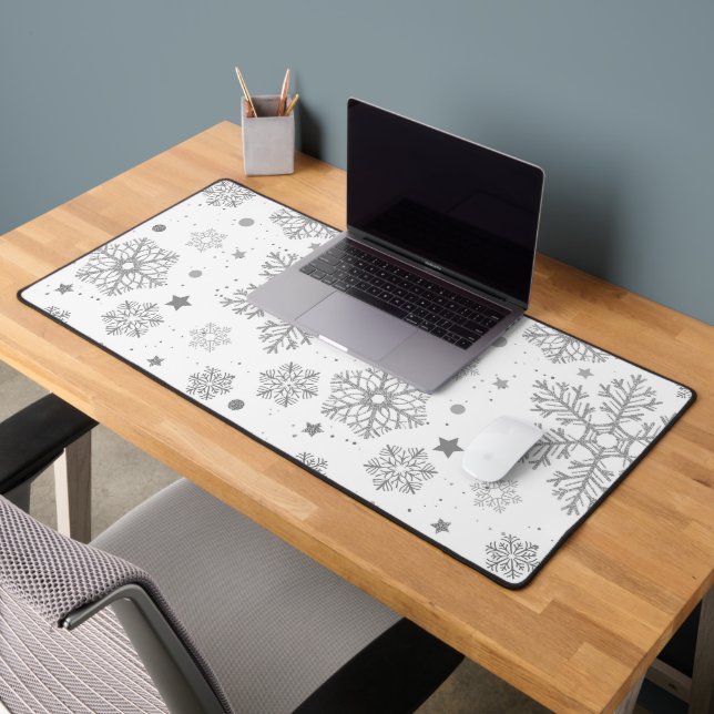 Flammes de neige en argent sur blanc (Bureau 2)