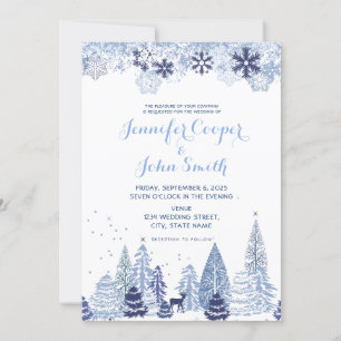 Flammes de neige en bois Invitation de mariage hiv