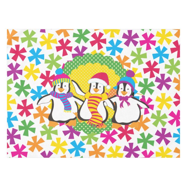 Flammes de neige et pingouins nappes de vacances h (Devant (Horizontal))