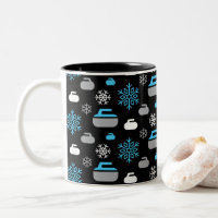 Flammes de neige et roquettes de curling Café Mug