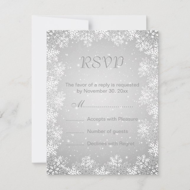 Flammes de neige gris blanc mariage d'hiver RSVP (Devant)