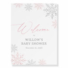 Flammes de neige hiver Fille Baby shower Affiche d