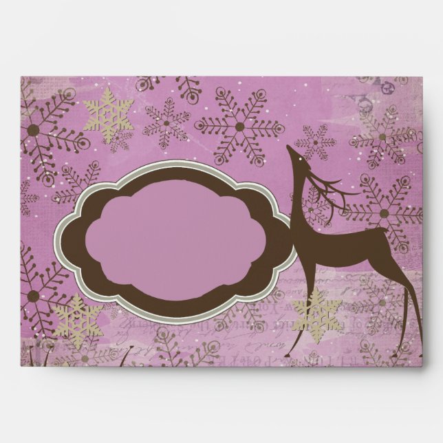 Flammes de neige Lilac et Enveloppe Noël aux cerfs (Devant)
