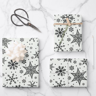 Flammes de neige noires Papier à enveloppement Mot