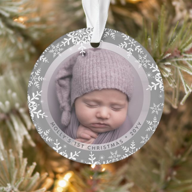 Flammes de neige prénom de Noël du bébé Année Phot (Arbre)