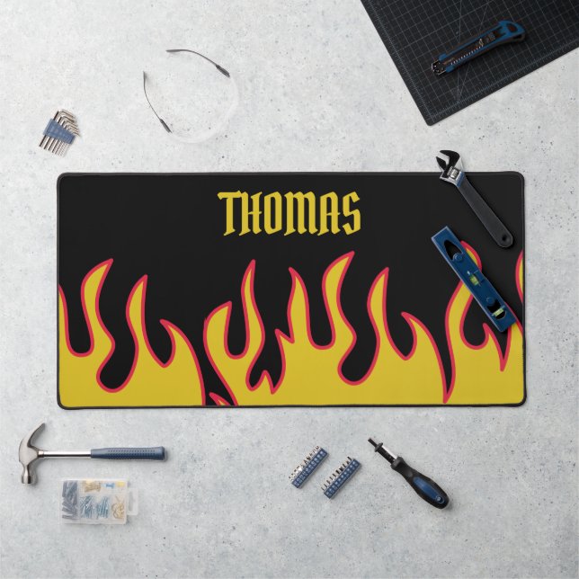 Flammes Jaune, Rouge et Noir Personnalisées (Poste de travail)