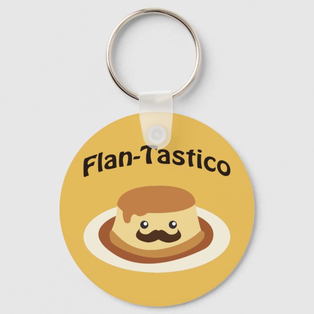 Flan-Tastico! Cute Flan Keychain (Front)